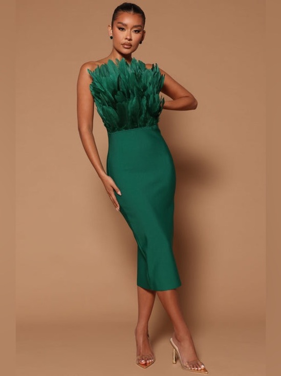 Fashion Nova Dresses & Skirts - Marianna Bandage Midi Dress - Hunter🥰